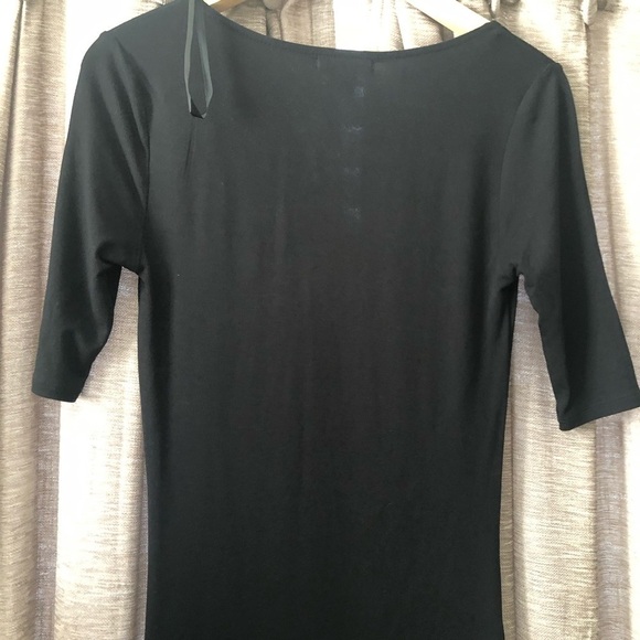 NWT Bar III Basic Black Short Sleeve Bodycon Midi Dress Size Small - Picture 7 of 8